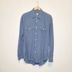 Long Sleeve Button Down CK CALVIN KLEIN JEANS Blue DENIM PLAID Cotton Shirt M